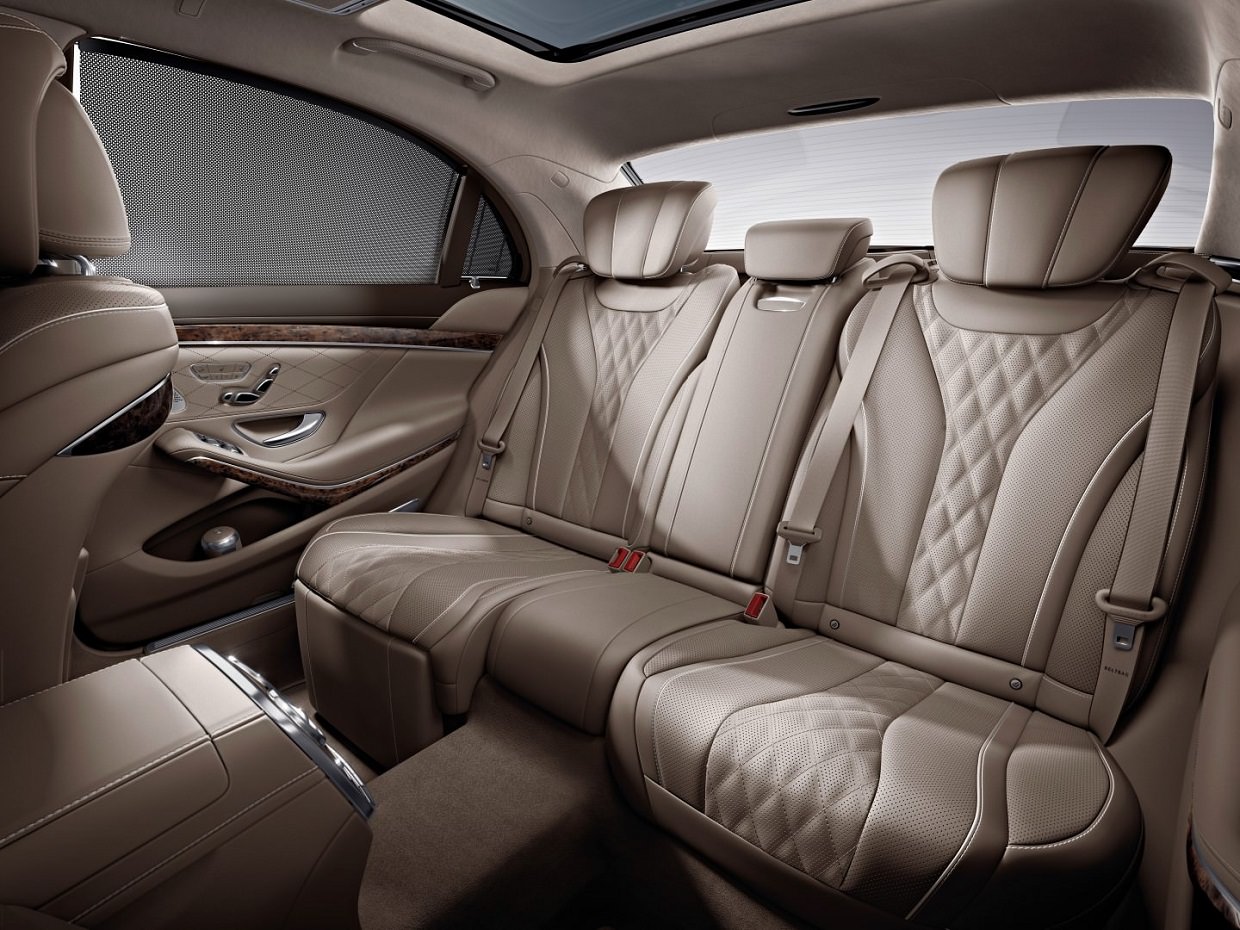 London Mercedes Benz S-class luxury sedan car rear seats interior