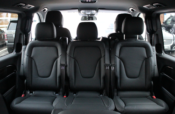 London Mercedes Benz Viano luxury minivan rear seats interior